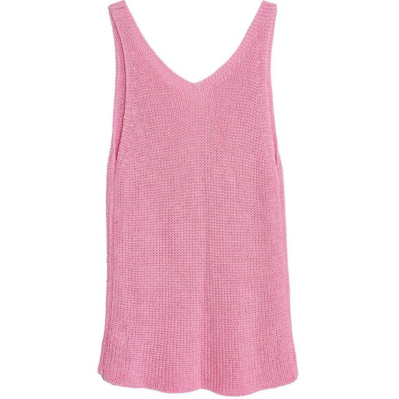 Embroidered Pink Knitted Tank Top Women’s Sleeveless Knit Boho Summer Top Small - Picture 4 of 5